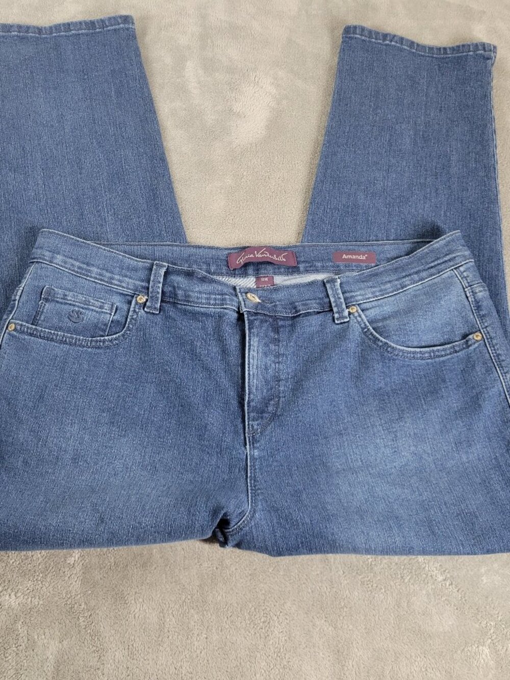 Gloria Vanderbilt Amanda Jeans 18W Medium Wash Elastic Waist Straight SL105E